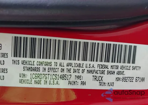 2012 Ram 1500 Slt из США, поврежденный, VIN 1C6RD7GT1CS148517